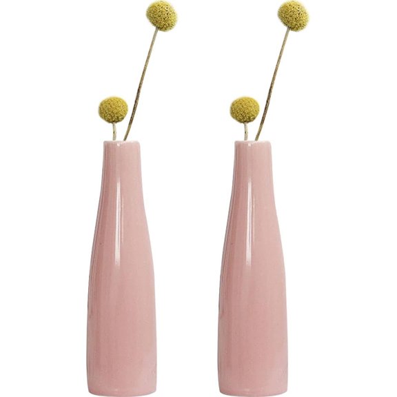 ABPETE Small Ceramic Vase Set of 2 Flower Bud Vases Modern Minimalist Vase Mini Table Floral Vase Flower Arrangement for Home Living Room Office Centerpiece Decor 5 inch Pink