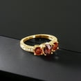 thumbnail image 3 of Gem Stone King 3.12 Ct Oval Checkerboard Red Garnet 18K Yellow Gold Plated Silver Moissanite Ring (Size 7), 3 of 4
