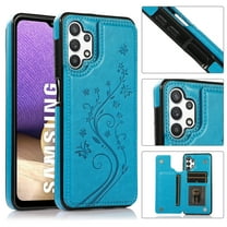 Galaxy A32 5G Case,Dteck Magnetic Leather Pattern Hybrid Rubber Shockproof Case Card Holder Wallet Back Kickstand Flip Cover for Samsung Galaxy A32 5G ,Blue