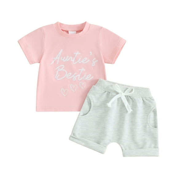 Bagilaanoe 2pcs Toddler Baby Girls Shorts Set Short Sleeve Letter Print T Shirt Tops Shorts 6M 12M 18M 24M 3T Kids Casual Summer Clothes