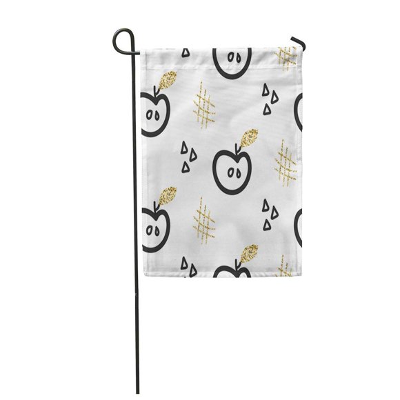POGLIP Scandinavian Gold Apples and Hash Collection Modern Shimmer Details Garden Flag Decorative Flag House Banner 28x40 inch