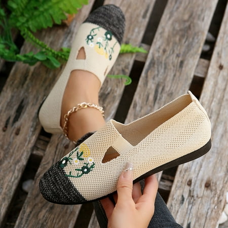 Uinagy Women s Fashion Woven Fabric Casual Shoes Flat Non Breathable Casual Shoes