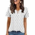 thumbnail image 2 of MORESEC Women Plus Size Short Sleeve V Neck Tie Front Polka Dot Blouses Dressy Casual Tops Cute Tee Shirts Summer Vacation Party Clothes, White 3XL, 2 of 5