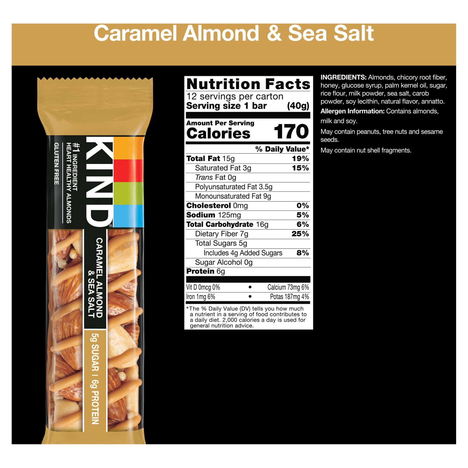 Kind N&S Caramel Almond Sea Salt 12 each