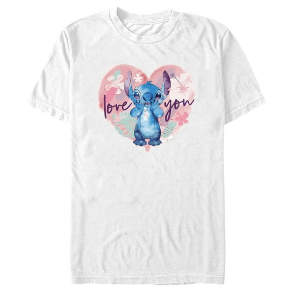 Men's Lilo & Stitch Love You Watercolor Graphic Tee White Large