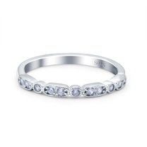 Simulated Cubic Zirconia Size-5 Half Eternity Ring Wedding Engagement Band 925 Sterling Silver