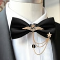 thumbnail image 5 of MENDENG Adjustable Mens Black Bow Tie with Rhinestone Brooch Chain, Pre Tied Ties for Men a3, 5 of 6
