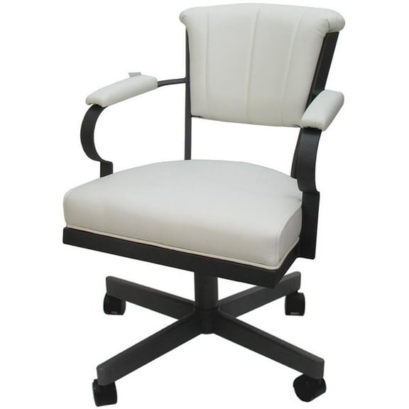 Miami Swivel Tilt Metal Caster Chair - White Vinyl - Gray Frame