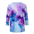 thumbnail image 5 of Craaazy Women's Loose Fit Colorful Printing 3/4 Sleeve Pretty Round-neck Tops Gifts, 5 of 5