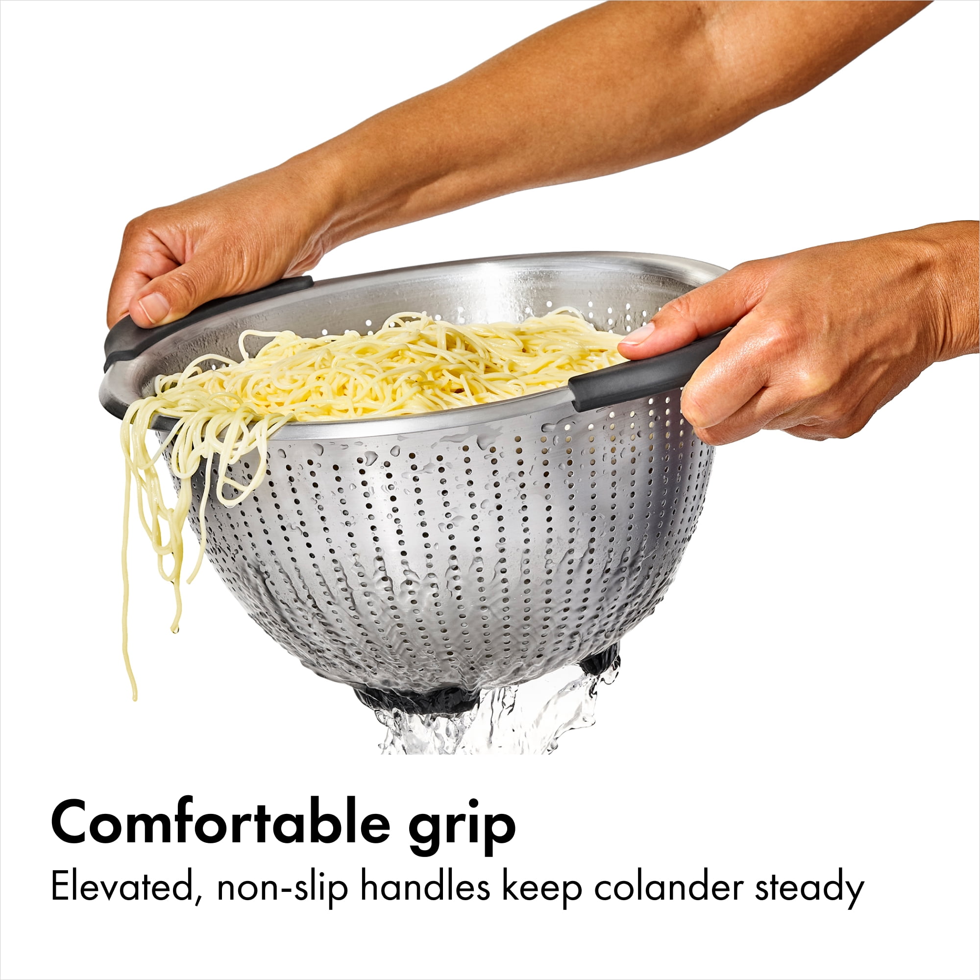 OXO SoftWorks 5 Quart Stainless Steel Colander with Soft Non-Slip Handles and Elevated Base