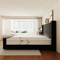 thumbnail image 4 of King Size Bed Frame, Upholstered Platform Bed with 62" Tall Headboard & Footboard, Soft Velvet Fabricbed Bed, Easy Assembly, Black, 4 of 6