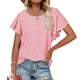 thumbnail image 1 of Camiseta informal holgada con cuello redondo y puntos de manga con volantes para mujer, Top de verano para uso diario, 1 of 6