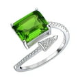 thumbnail image 2 of Vintage Solid 925 Sterling Silver Emerald Cut 8*10 MM Emerald Gemstone Open Ring for Women Fine Jewelry Gift, 2 of 7