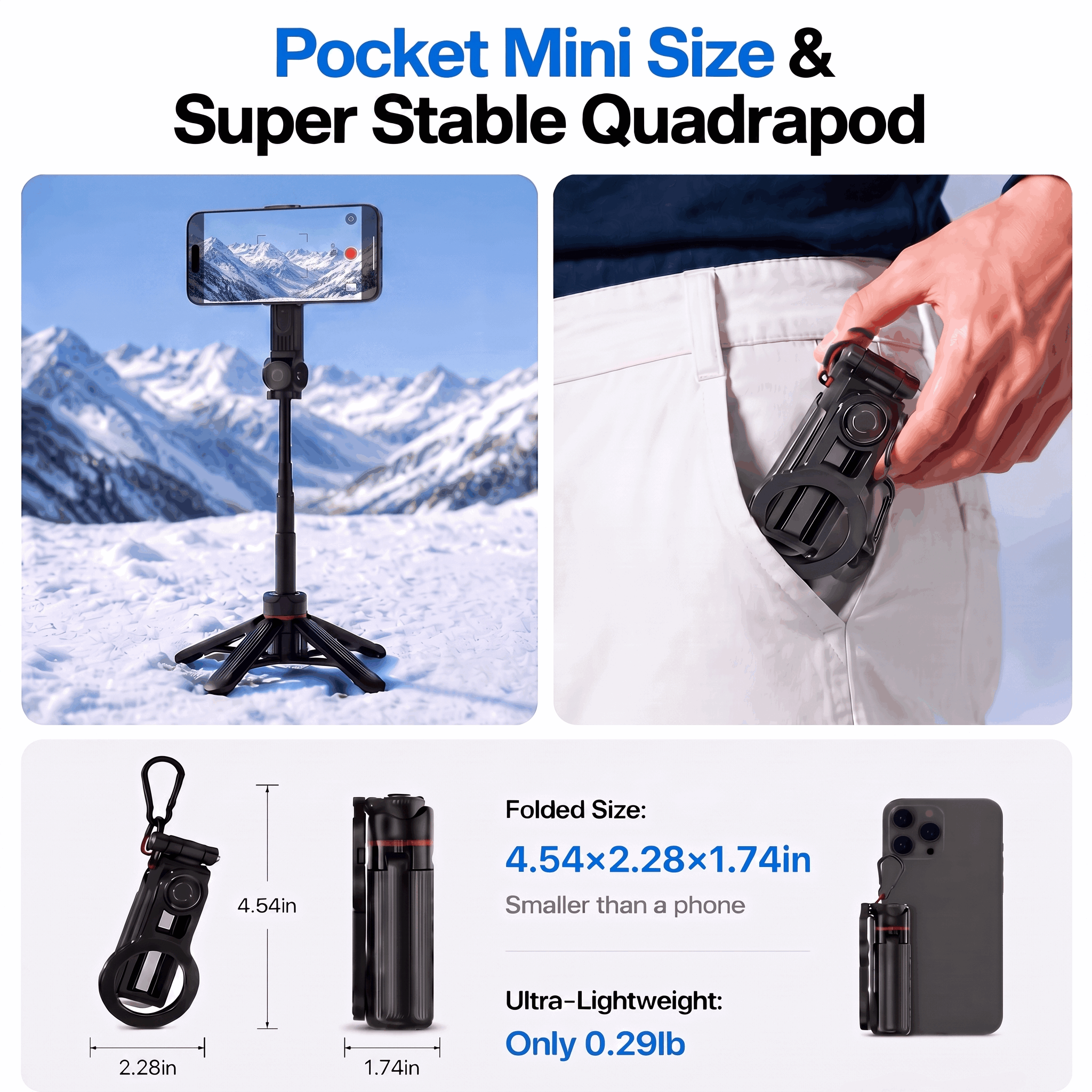Magnetic 4-in-1 Selfie Stick Tripod with Remote photo 7
