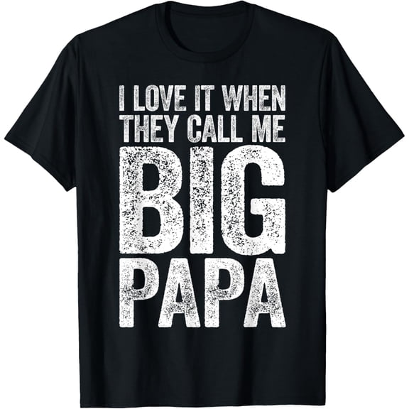 Funny Big Papa Men's T-Shirt Retro Father's Day Gift Vintage Style Graphic Tee for Dad Grandfather