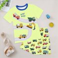 thumbnail image 2 of NOLDARES Toddler Kids Baby Boy Summer Outfits 2pcs Dinosaur Truck Print Round Neck Short Sleeve Tee Shirt Elastic Waist Shorts Clothes(Light Green,2-3 Y), 2 of 5