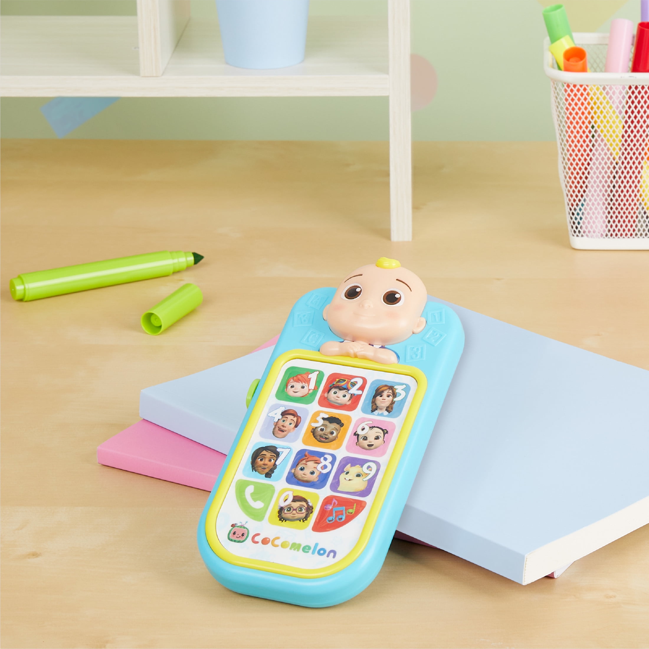 CoComelon JJ’s First Learning Toy Phone for Kids, Lights, Sounds, Music, Letters, Numbers, Colors, Shapes, and Weather, Kids Toys for Ages 18 month