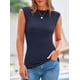 thumbnail image 5 of Remera PRETTYGARDEN para Mujer, Tejida a Rayas, Mangas Cortas, Azul Marino XXL, 5 of 8