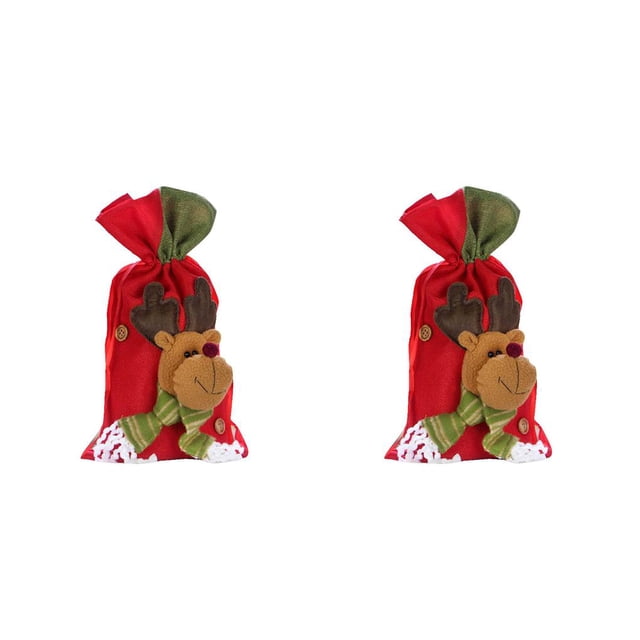Toystoory Bolso pequeño de regalo de Navidad, bolsa con cordón de reno, muñeco de nieve, Papá Noel, decoración para fiesta de Navidad de Type5 NO5