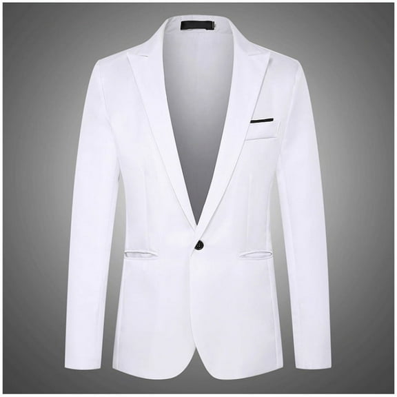 Fashion Casual Suit Jacket Men's Slim-fit Business Suit Jacket Men's One Button Small Suit Men-white-M