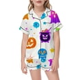 thumbnail image 5 of Gunia Little Girl Halloween Pajamas 2 Piece Button Up Short Sleeve Tops With Shorts Nightwear Pjs Sleepwear White 5-6 Years, 5 of 5