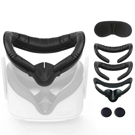 Face Cushion Pad for Meta Quest 2 VR Facial Interface Replacement PU Leather Foam for Oculus Quest 2 Vr Cover, Anti-fogging Face Cushion Pad,Lens Cover, Thumb Stick Caps 6pcs/set