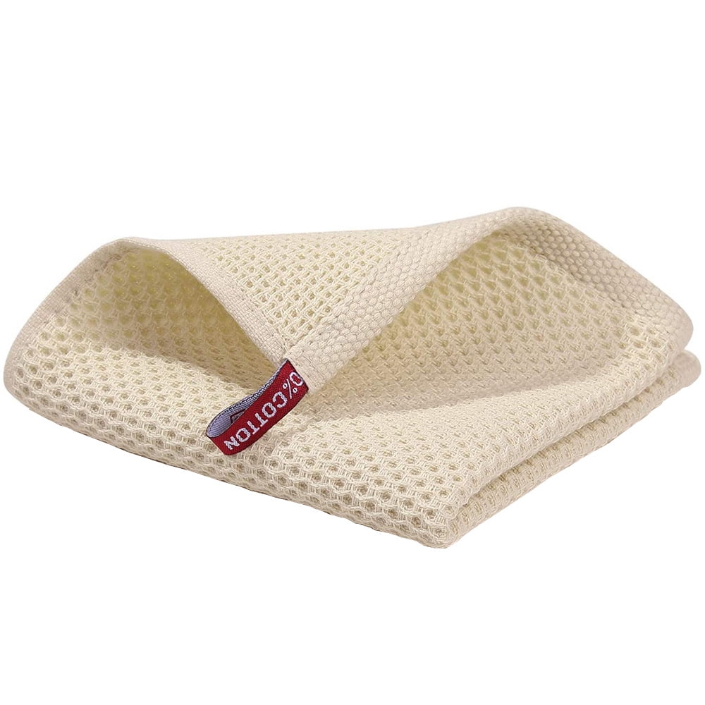 Beige Kitchen Dish Drying Towels, 100 Cotton 1Pack Waffle Weave Ultra