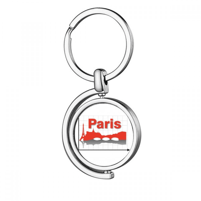 Paris Ville Contour Coordonner Axe Rotatif Porte-Clés Porte-Clés en Métal