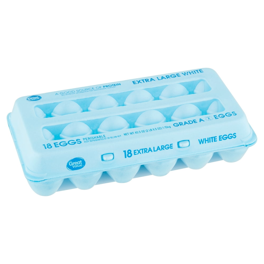 Great Value Extra Large White Eggs, 18 Count