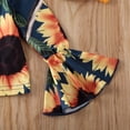 thumbnail image 4 of Spring Kids Baby Girls Clothing O-Neck Sunflower Print Flare Sleeve Tops+Ruffle Pants Leggings 3Pcs Children Clothes, 4 of 8