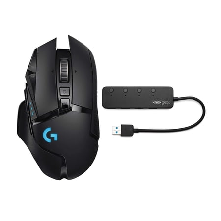 UPC: 0196271609872 | Logitech G502 Light Speed Wireless Gaming Mouse and Knox Gear 4-Port USB 3.0 Hub