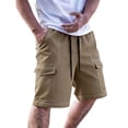 thumbnail image 3 of lcziwo Mens Shorts Holiday Casual Drawstring Trunks Hiking Fishing Wide Leg Elastic Waist Dress Shorts with Pockets Khaki M, 3 of 10