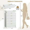 thumbnail image 6 of Pusnapku 5 Drawer Dresser, 45" Tall Fluted Chest of Drawers with Charging Station, LED Light, Vertical Wood Storage Dressers for Living Room, Entryway, 6 of 9