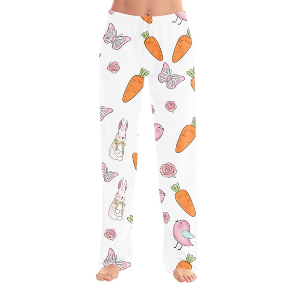 Domuza Easter Mens Pajama Pants Bunny Print Stretchy Trousers Elastic Waist Lounge Sleep Lightweight Trendy Loungewear Hot Pink L