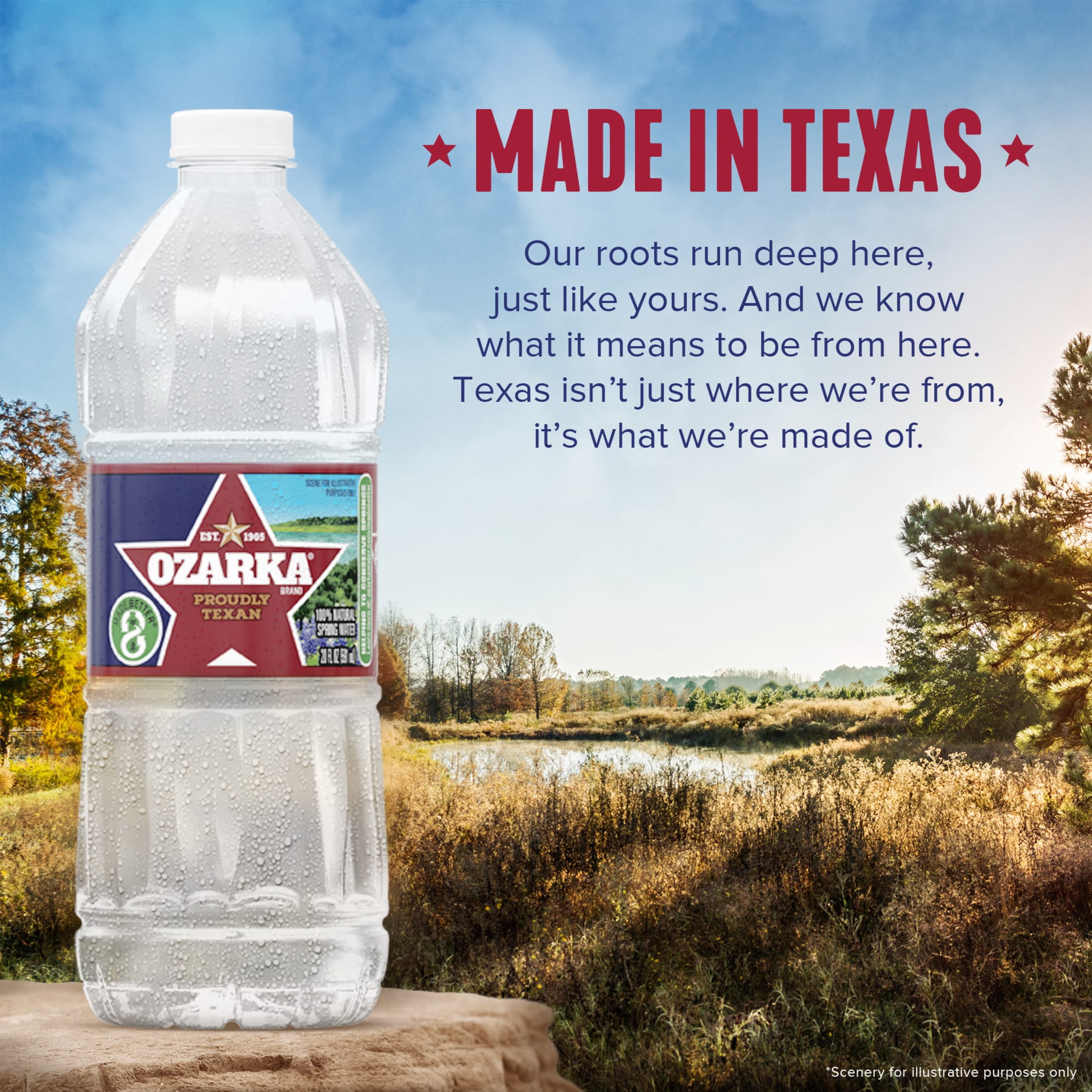 Ozarka Texas Spring Water, 20 Fl Oz, Single Plastic Bottle