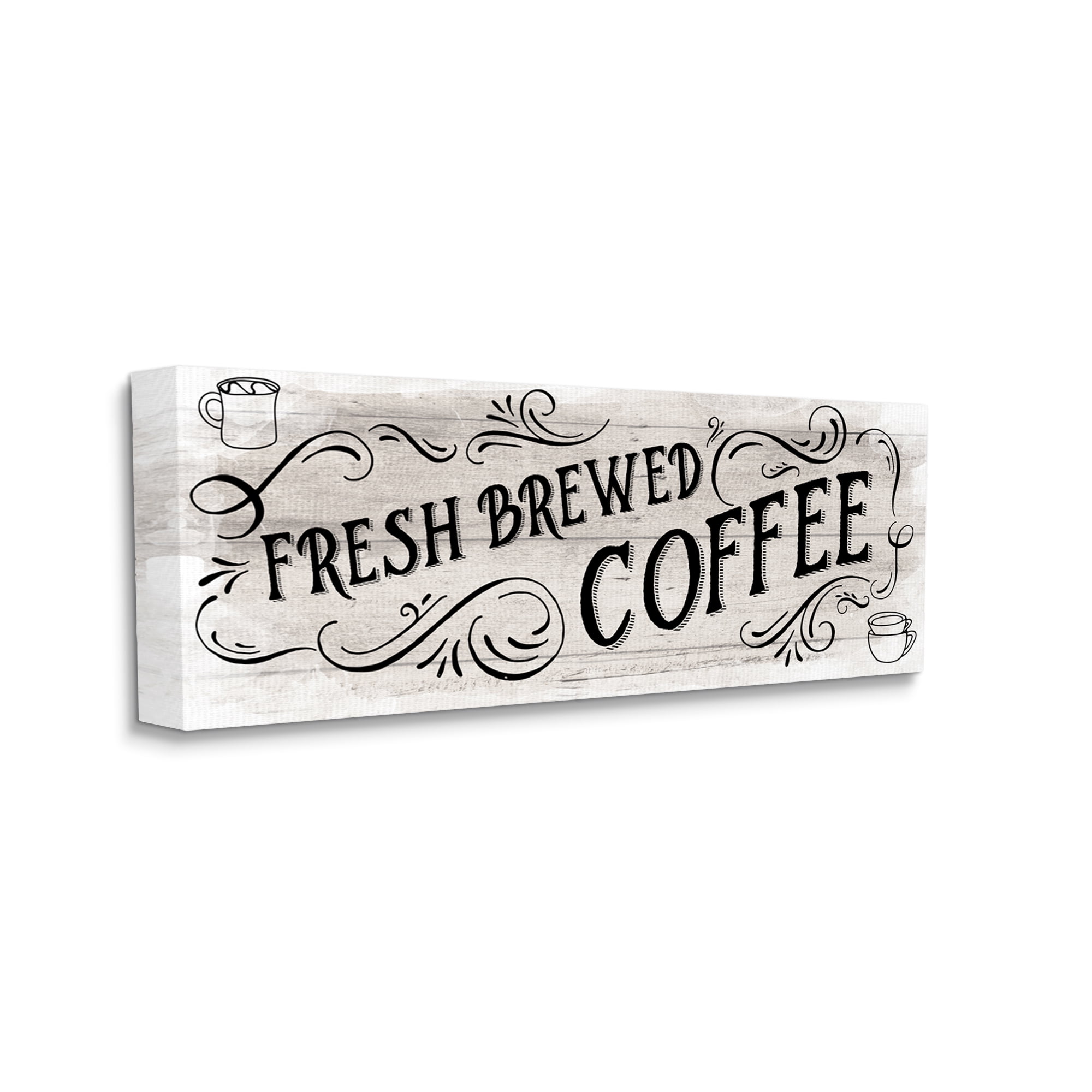 Stupell Industries Fresh Brewed Coffee Phrase Food & Beverage Painting Gallery Wrapped Canvas Art Print Wall Art, 30 x 13