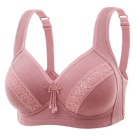 Gnurob Womens Plus Size Bra Non Underwire Bralette Hide Back Fat Brassiere Comfort Breathable lingerie Lightly Lined Cups Bralettes Adjustable Straps Underwear Clearance Saving Pink 38/85