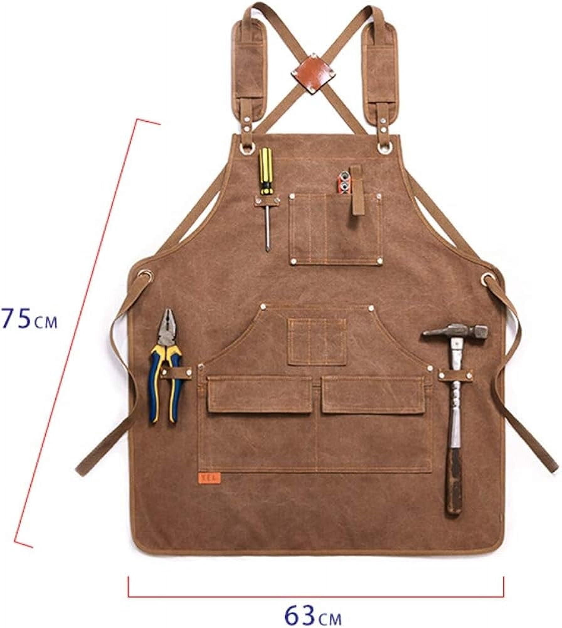 Apron for Woodworking & Metalworking, Reinforced with Big Gunmetal Grommets & Rivets, Fully Adjustable & Water & Wax Resistant, 6 Tool Pockets & Loops for Men & Women