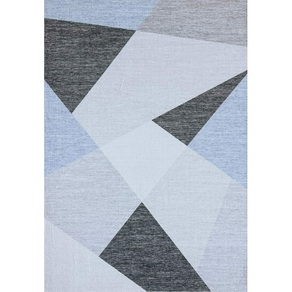 8' X 11' Blue and Gray Geometric Area Rug