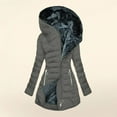 thumbnail image 2 of Ediodpoh Women Autumn Winter Solid Composite Zipper Hooded Long Sleeve Jacket Pocket Coat Grey M, 2 of 6