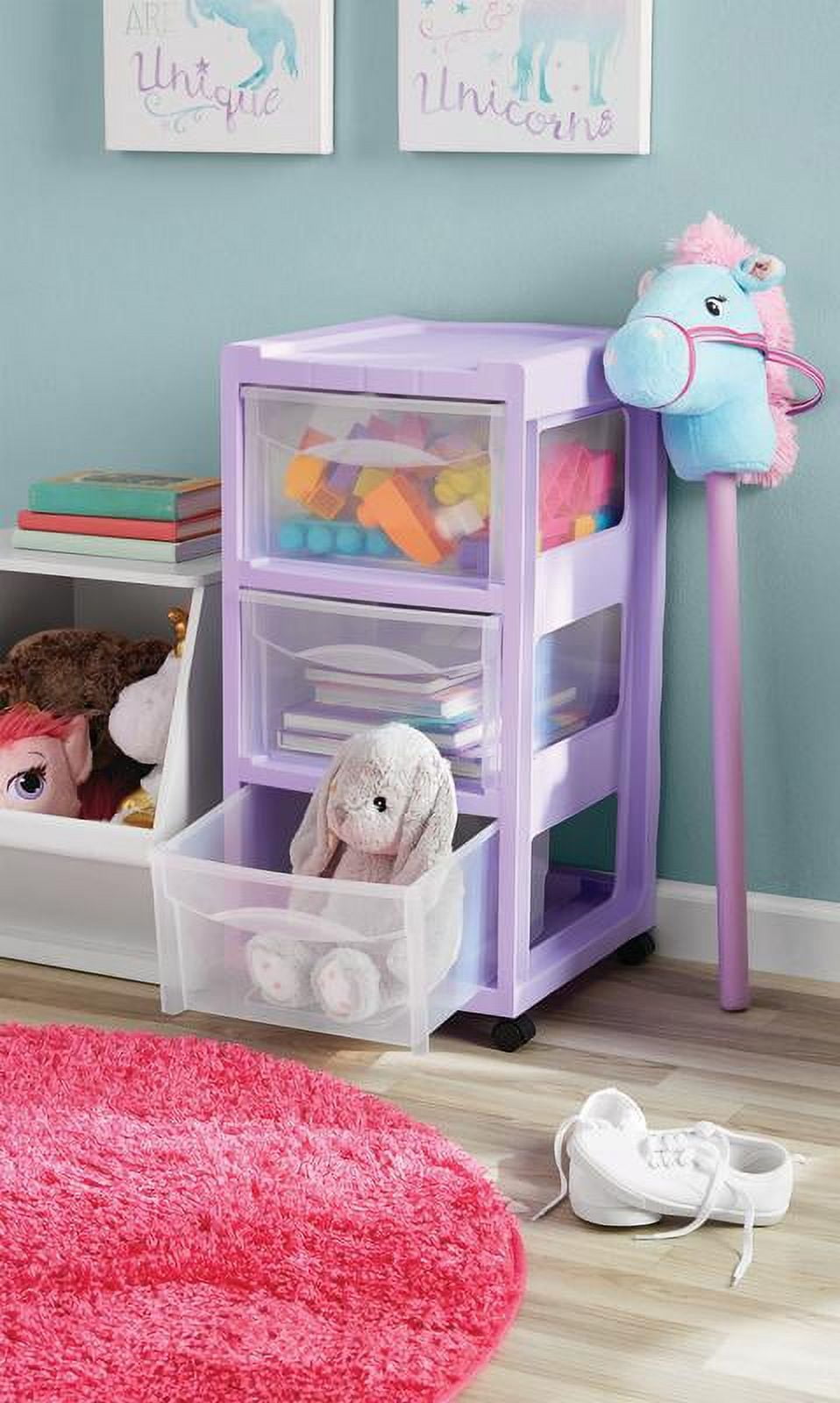 Medium Open-Side 3 Drawer Lilac Cart