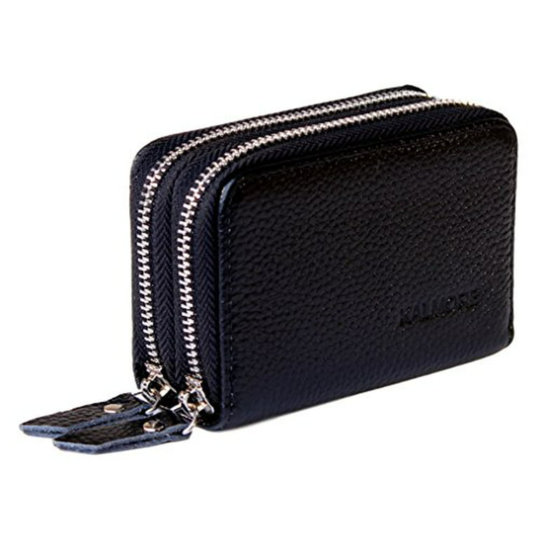 Women's Genuine Leather RFID Secure Spacious Cute Double-Zipper