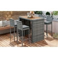 thumbnail image 3 of taoruifang Outdoor Patio Wicker Bar Set 5-pieces Wicker and Acacia Wood Bar Set with 4 Chairs and 1 Table, Brown Wood/Gray, 3 of 18