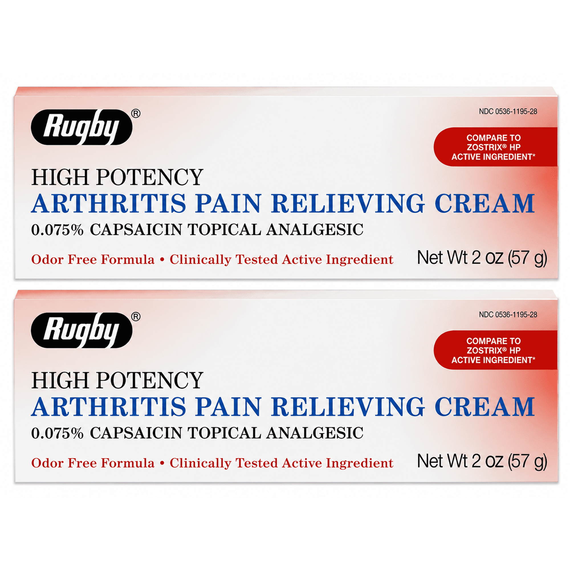 Rugby Capsaicin Cream 0.075% HIGH POTENCY Pain Relief 57gm ( 2 pack )