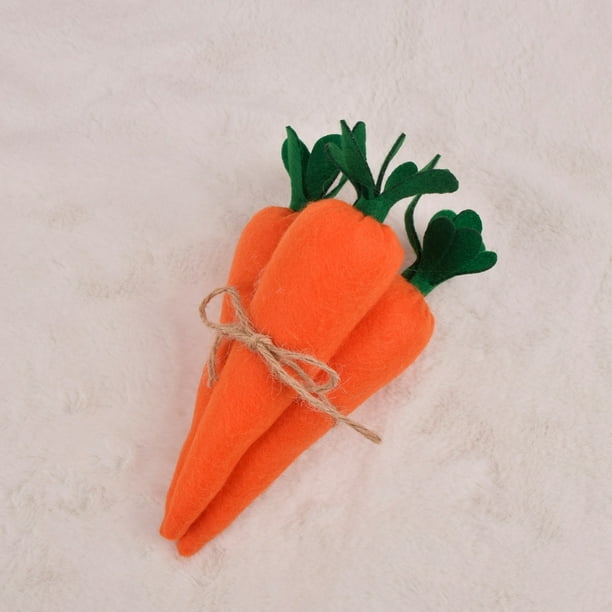 Juguete de zanahoria de Pascua, zanahoria de tela artificial para decoración de conejito, juguete de verduras de temporada, zanahoria fresca de granja no tejida para bandeja escalonada de cocina