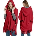thumbnail image 1 of TINZ Mode pour Femmes à Franges Printemps et Automne Hiver Chandail à Manches Chauve-Souris Chandail Cape Rayée Chandail à Capuche Châle Haut Robe Châle pour Femmes Châle Enveloppe Cape d'Hiver avec Capuche Femmes, 1 of 5