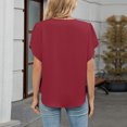 thumbnail image 6 of Stichou Womens Tops Dressy Casual Summer Chiffon Blouses Short Sleeve 2026 Spring Shirts Business Loose Fit Tunics Wine XL, 6 of 7