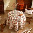 thumbnail image 3 of Mantel ISAENNE Designer de lino francés naranja con estampado floral, 140 cm, 3 of 7