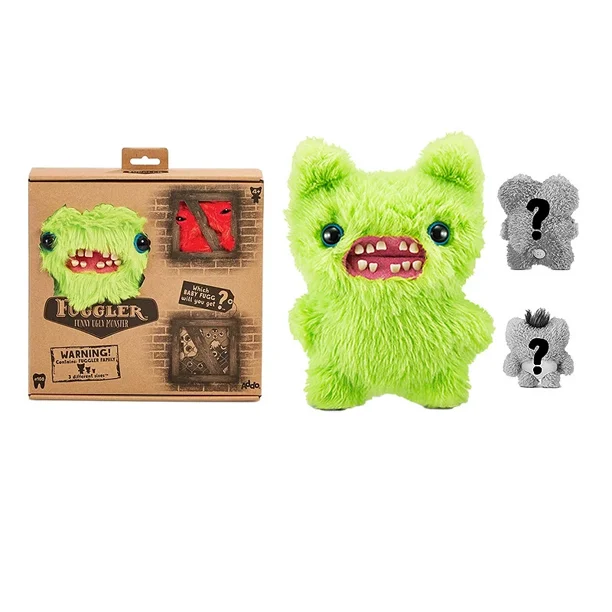 Creative Gifts Ugly Cute Toys,Funny Ugly Monster,Collectible , One big and two small(randomly send small ones)(green)