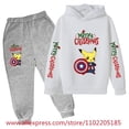 thumbnail image 3 of Conjunto de sudadera con capucha navideña, ropa para niños, chándal con capucha para niñas, sudadera de Papá Noel para niños, 2 piezas, ropa para niños de Stranger Things, 3 of 5